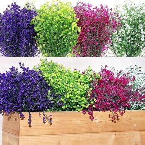 12 Bundles Artificial Flowers Outdoor Artificial Plant Decor UV Resistant